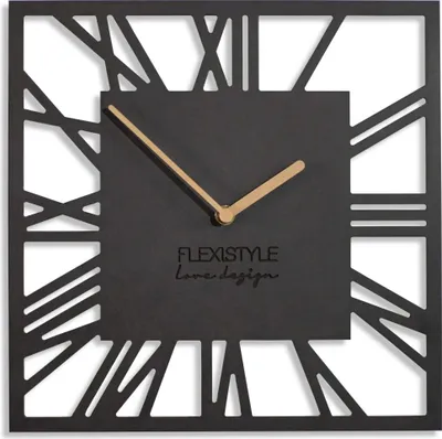 Obrázok produktu pre Nástenné hodiny bez tikania moderné LOFT Piccolo Square 30cm Obývacia izba Kúpeľňa (čierna)