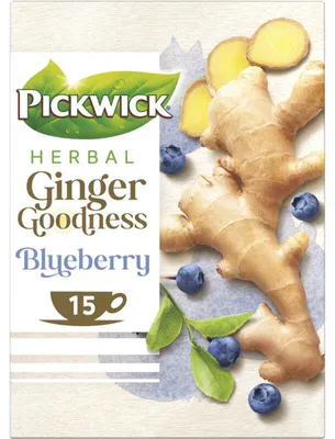 Obrázek produktu pro Pickwick Ginger Goodness borůvkový bylinný čaj, 15 sáčků, 26 g, bez kofeinu