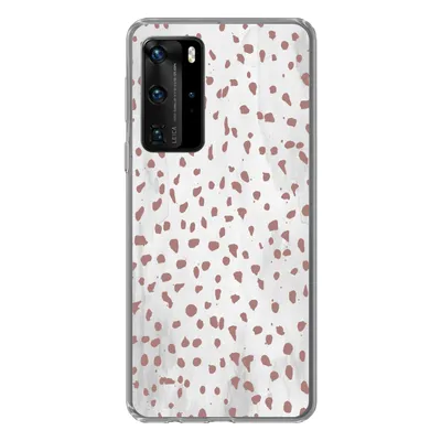 Produktbild von MuchoWow® Handyhülle Schutzhülle Hülle für Huawei P40 Pro Polka dots - Braun - Weiß Silikon Softcase Handy Hülle - Schutz