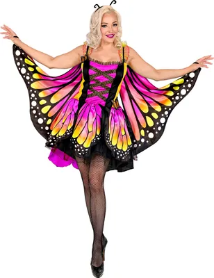 Produktbild von Schmetterling Kostüm für Damen pink-gelb
