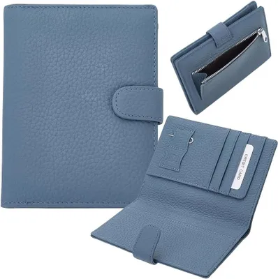 Zdjęcie produktu dla Etui na paszport smukłe 14 x 11 cm, skóra, niebieski, do podróży