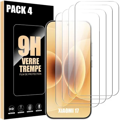 Image de 4 Verre Trempé pour Xiaomi 17, Protection d'écran Anti-Rayures 9H Antichoc Transparent