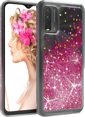 Produktbild von EAZY CASE - Glitzer Hülle kompatibel mit Xiaomi Redmi 9T Glitzer Schutzhülle, Soft Case, Backcover Transparent mit Motiv