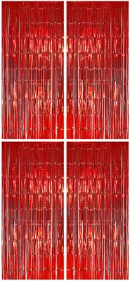 Produktbild von 4x Lametta Vorhang - rot - 91x244 cm