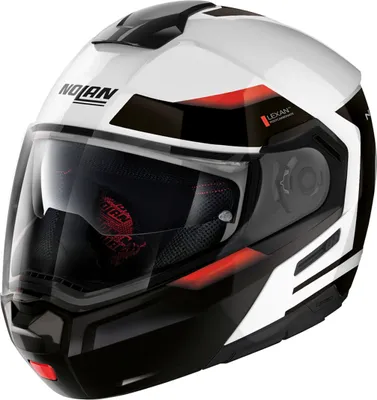 Zdjęcie produktu dla Kask Nolan N90-3 Reflector N-Com z klapką, biały/czarny/czerwony, L (60/61)