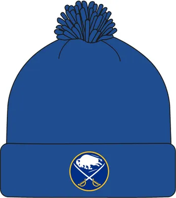Zdjęcie produktu dla Czapka bobble NHL z mankietem, akryl, logo Buffalo Sabers, niebieski królewski, rozmiar uniwersalny