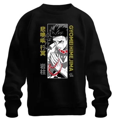 Produktbild von Kimetsu no Yaiba Gyomei Himejima Hashira Gebetsperlen Sweatshirt Pullover, Schwarz, L