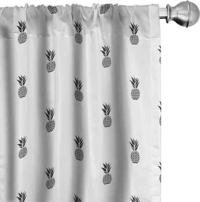Produktbild von ABAKUHAUS Schwarz und weiß Vorhänge, Gardinen, Monochromes Ananas-Entwurfs-hawaiisches gesundes tropisches Frucht-Muster, 2 Stück 75 x 175 cm, Schwarz und weiß