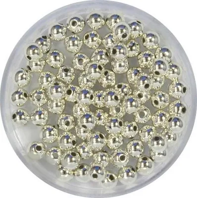 Produktbild von Metallic-Perle silberfb, 4 mm Lochgröße 1 mm