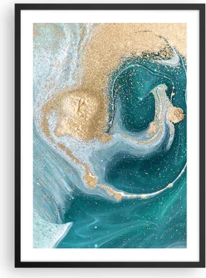 Produktbild von Gerahmtes Poster - Schwarzer Rahmen - Golden Türkis Hintergrund - 50x70 cm - Wand Bild - Wanddeko - Wandbilder - Kunstposter - Wandposter - Bilderrahmen - Bilder - Kunstdruck - P2BPA50x70-4969