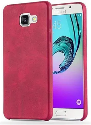 Produktbild von Cadorabo Schutzhülle für Samsung Galaxy A5 2015 Hülle in Rot Hard Case Handyhülle Kunstleder Etui