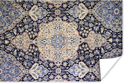 Produktbild von MuchoWow® Poster Persischer Teppich - Teppich - Mandala - Blau 60x40 cm - Schlafzimmerdekoration
