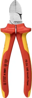 Obrázek produktu pro Knipex 70 26 160, Diagonální kleště, Chrom Vanadová ocel, Plast, Oranžová, Červená, 160 mm, 216 g