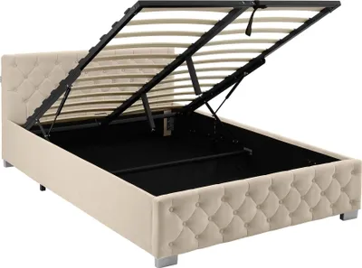 Produktbild von tectake® Polsterbett Venice in Samtoptik mit Steppmuster großer Stauraum