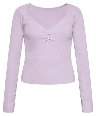 Produktbild von Damen Bluse aus 70% Viskose und 30% Polyamid mit Rippstruktur in Lila, Größe XL