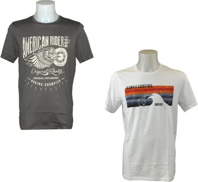 Productafbeelding van Heren T-shirt, bedrukt, basic, biologische katoen, korte mouwen, ronde hals, biologisch, kleur: wit, maat: L