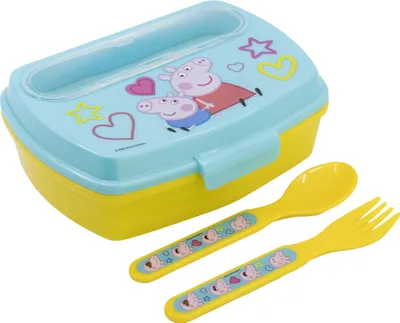 Immagine prodotto di Scatola per il pranzo di Peppa Pig con posate - scatola per il pranzo della scuola