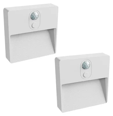 Immagine prodotto di 2 x Luce notturna a LED Spectrum ricaricabile Lumina Pop, bianca RGBW 3000K, con sensore di movimento e USB-C