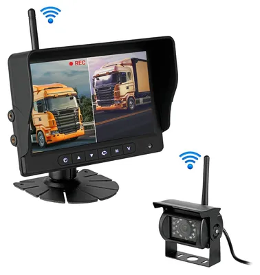 Produktbild von CARMATRIX HD Funk Rückfahrsystem Digital für LKW Wohnmobil Auto Transporter 7" Monitor mit Aufnahmefunktion, Mikrofon