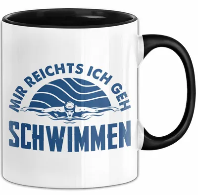 Produktbild von Schwimmer Geschenk Tasse Mir Reichts Ich Geh Schwimmen Geschenkidee Für Schwimm-Lehrer (Schwarz)