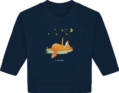 Produktbild von Mr. & Mrs. Panda Organic Baby Pullover Fuchs Sterne 12. - 18. Monat - French Navy - Geschenk, Mond, Sternengucker, Bullover, Entspannt, Romantik
