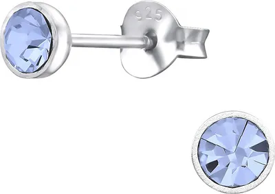 Produktbild von Kristall Ohrstecker: Runde Ohrringe Silber 925 Light Sapphire