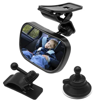 Image de Miroir de siège arrière pour bébé et enfant, pivotant à 360°, avec 2 supports et résistant aux chocs