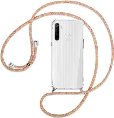 Produktbild von Handykette Backcover-Schutzhülle mit Band (Metall silberfarben) für Realme C3 - Rainbow