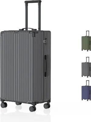 Image de Voyagoux® - Valise de Voyage Grande - 113L - Valises - Valise à Roulettes - Gris Foncé - Serrure TSA