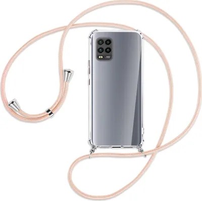 Produktbild von Handykette Backcover-Schutzhülle mit Band (Metall silberfarben) für Xiaomi Mi 10 Lite 5G (Zoom) - rose peach