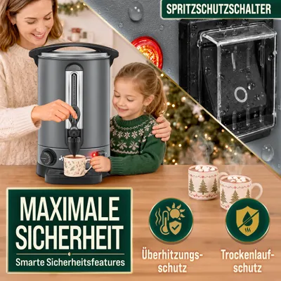 Image de Distributeur automatique de vin chaud - 10 litres - 1500 watts - Acier inoxydable - Distributeur d'eau chaude