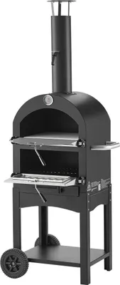 Obrázek produktu pro Venkovní pec na pizzu, 12" peletová pec, dvouvrstvá pec na pizzu na dřevo, venkovní pec na pizzu na dřevo se 2 odnímatelnými koly, pec na pizzu s maximální teplotou 1000 °C pro grilování