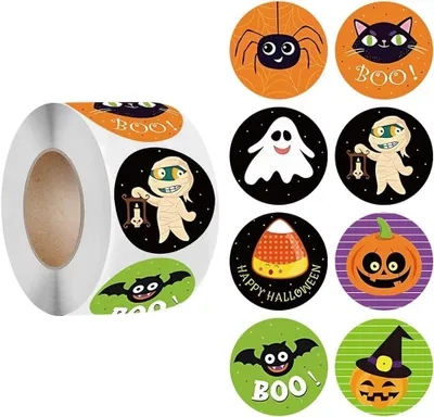 500 Halloween-Sticker, selbstklebend, bunt, rund, 5 cm