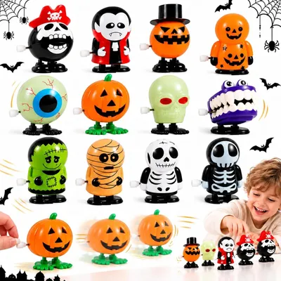 Productafbeelding van Speelgoed Halloween- als kindercadeau - Set van 12 - Opwindspeelgoed in grote hoeveelheden - Goodie-bag-vuller