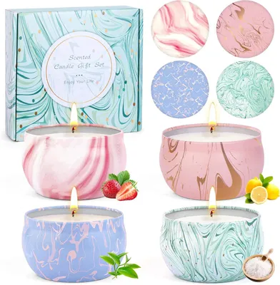 Duftkerzen Geschenkset 4er-Pack, Sojawachs, Aromatherapie, 250 g