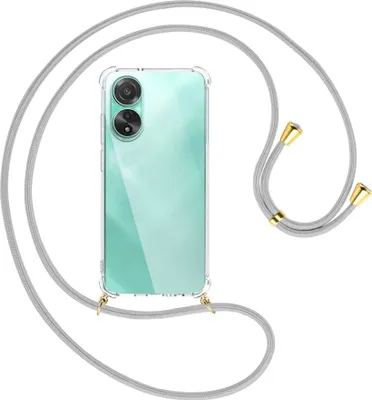 Produktbild von Handykette Backcover-Schutzhülle mit Band (Metall goldfarben) für Oppo A78 4G (CPH2565) - silbergrau