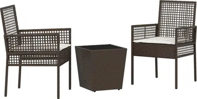 Produktbild von Garten Bistro Set 3 pcs Braun Poly-Rattan