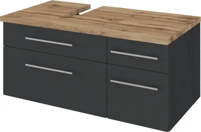 Produktbild von Held Möbel Unterbeckenschrank Davos 90 cm (links) graphit/matt grau