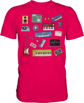 Produktbild von Retro Synthesizer Gitarre Musikproduzent T-Shirt – Sorbet / XL