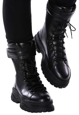 Produktbild von Hacker Unisex Stiefel im Kampfstiefel-Stil aus Kunstleder, Größe 37, 5 cm Absatz