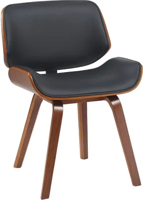 Produktbild von Design-Esszimmerstuhl Kunstleder – Retro-Stuhl – Hoher Sitzkomfort, Walnussfurnier