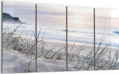 Produktbild von DEQORI Glasbild Echtglas 4x30x60 cm 'Dünengras Dämmerung' Wandbilder XXL groß