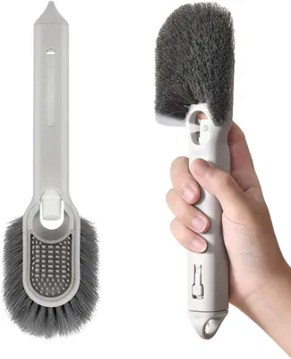 Produktbild von Geschirrbürste mit Seifenspender zum Reinigen und Spülen, Mehrzweck-Spülstab mit Hartborsten für Kühlschranktür, Spüle, Arbeitsplatte, Badezimmer und Dusche
