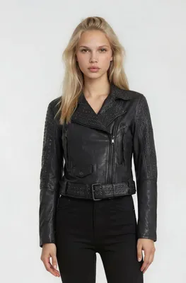 Produktbild von Raven Damen Echtleder Lederjacke Schwarz L