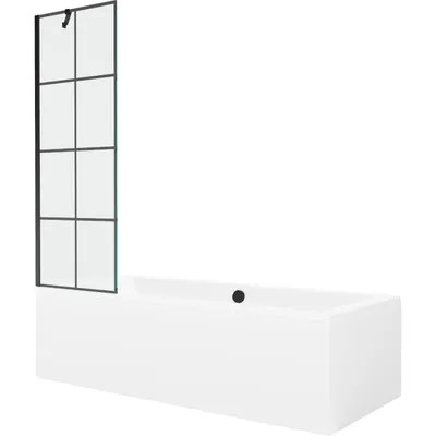 Obrázek produktu pro Mexen Cube obdélníková vana 180 x 80 cm s pláštěm 1-křídlovou zástěnou 60 cm, Černý vzor - 550518080X9506007077