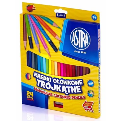 Obrázek produktu pro Kredki ołówkowe trójkątne ASTRA 24 kolory