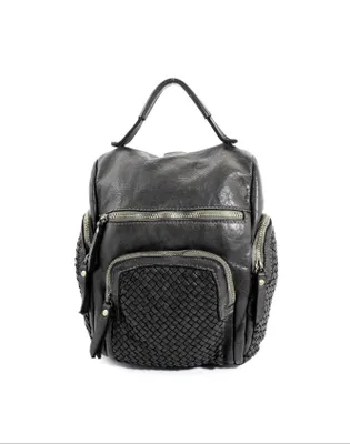 Produktbild von BZNA Bag Pia Schwarz Backpacker Designer Rucksack Damenhandtasche Schultertasche Leder