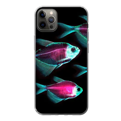 Produktbild von MuchoWow® Handyhülle Schutzhülle Hülle für iPhone 12 Pro Max Fisch - Lila - Blau Silikon Softcase Handy Hülle - Hartschale