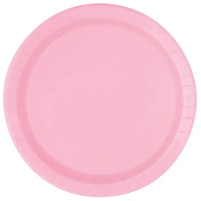 Produktbild von 8 runde rosa Pappteller mit einem Durchmesser von circa 17,78 cm