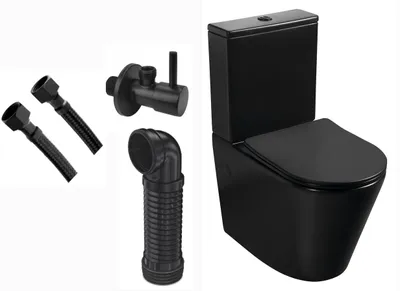 Produktbild von Domotechnika | Kompakt Wc Set - 815x385x630mm - Rimless - Schwarz Matt - Soft-close Sitz
